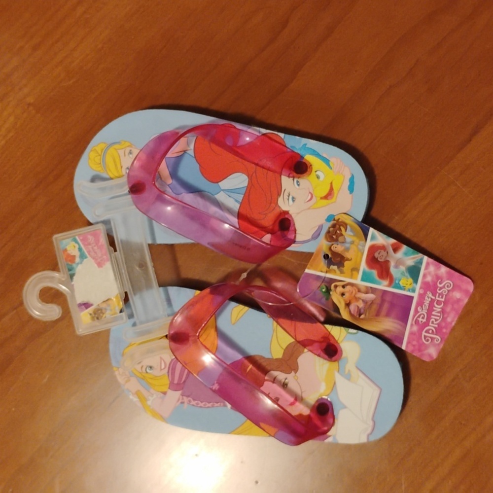 Girls' Light Blue Flip-Flops with Pink Straps